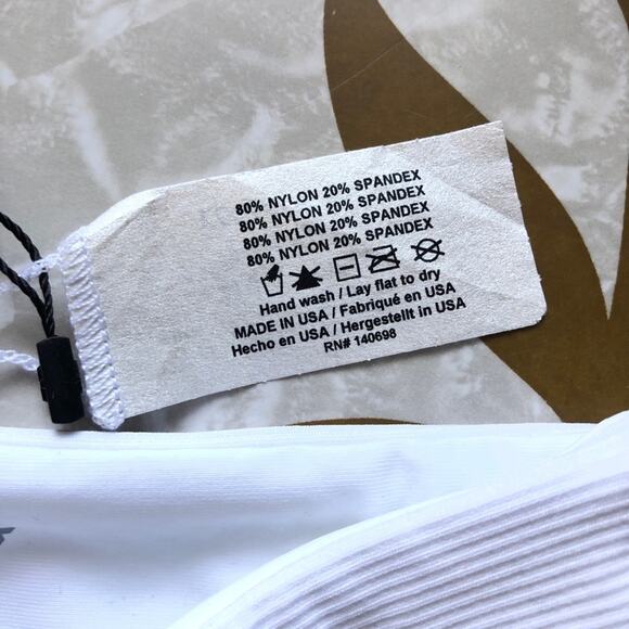 Tavik Revolve White Asher Ribbed Side Knot Moderate Coverage Swim Bikini Bottom - Picture 8 of 10